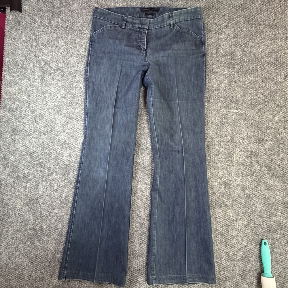 Express Womens Denim Wide-Leg Trouser Pants Editor Stretch Sz 8R Blue